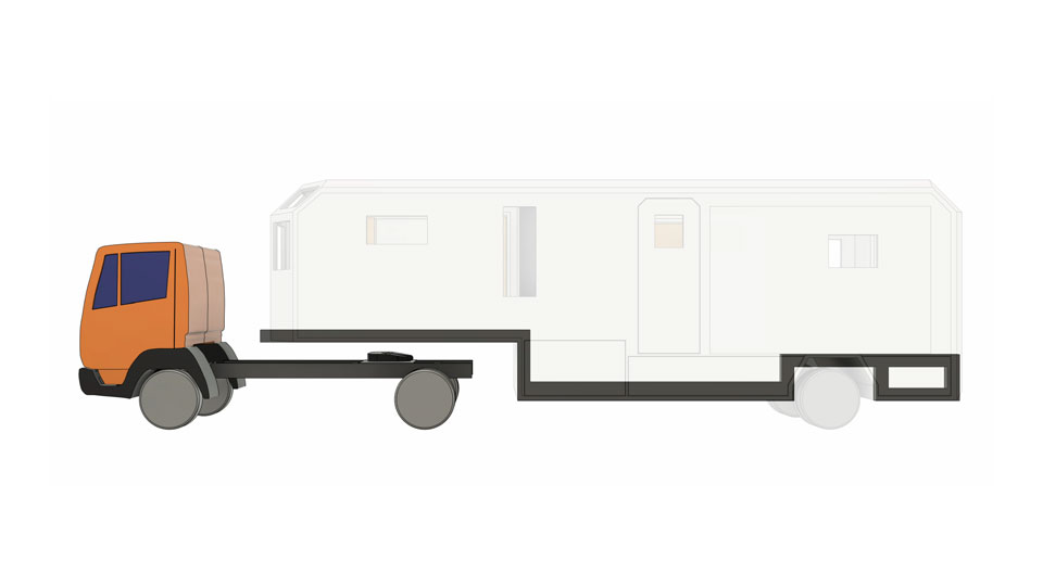 CAD model of a stepdown trailer