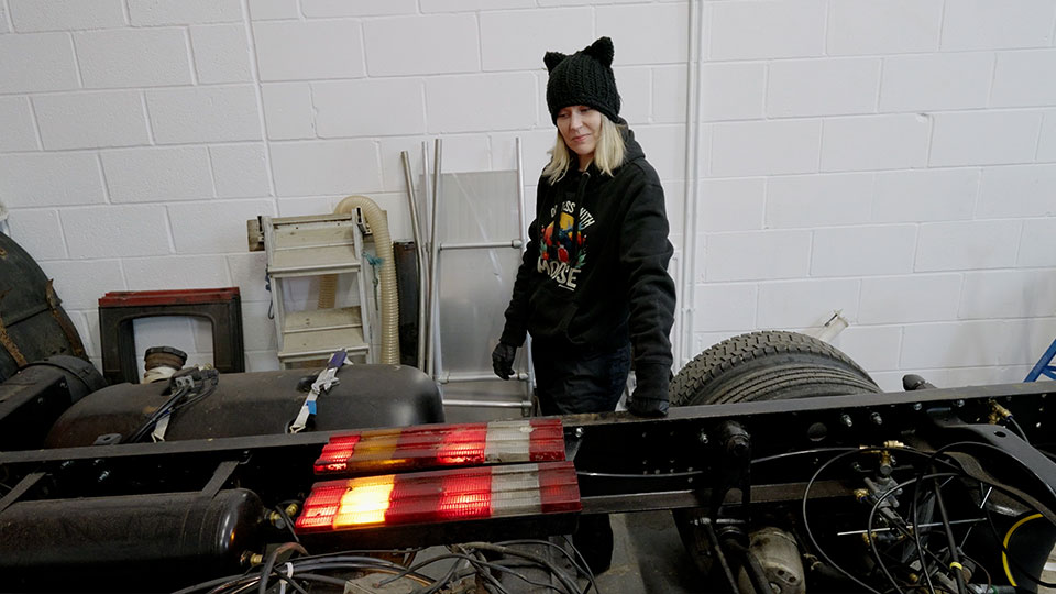 Hayley looks hopefully at Moose's old tail lights