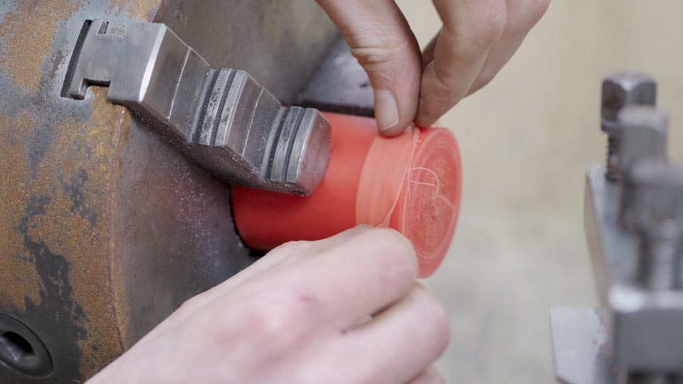 Turning polyurethane on a lathe makes it peel like skin