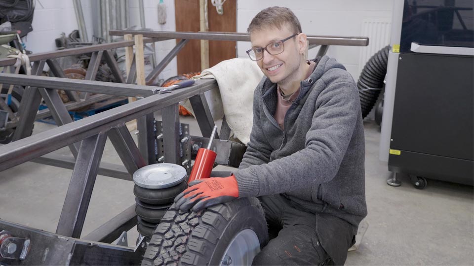 Pete and V3 of his custom independent suspension