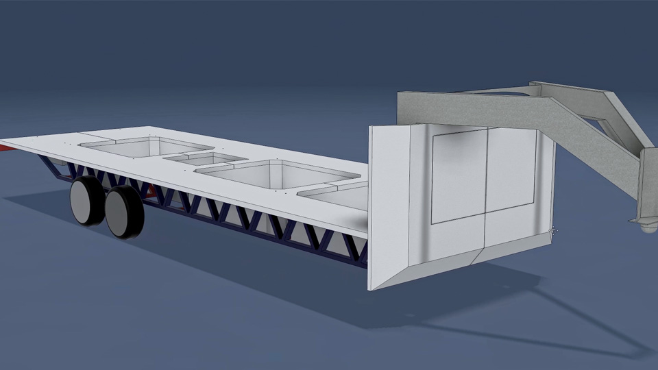 First look at the fibreglass composite floor and front shroud of the fifth wheel trailer