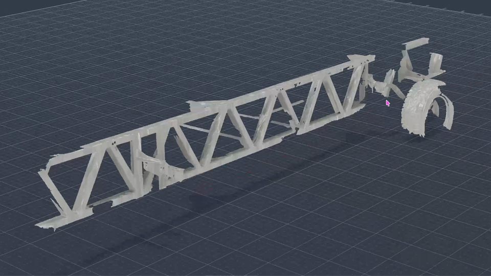 A partial 3D scan of a trailer chassis